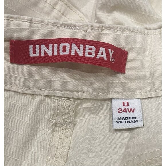 Union Bay Womens 0/24 Cream Relaxed Fit Straight Carpenter Style Cargo Pants Y2K - Picture 8 of 10